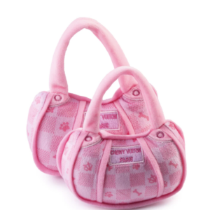 Pink Checker Chewy Vuiton Handbag Dog Toy